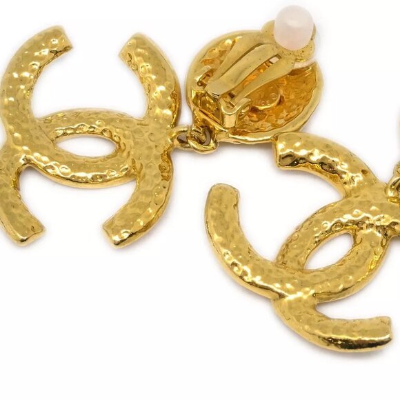 Chanel Gold Dangle Earrings Clip-On 95A - Picture 3 of 4